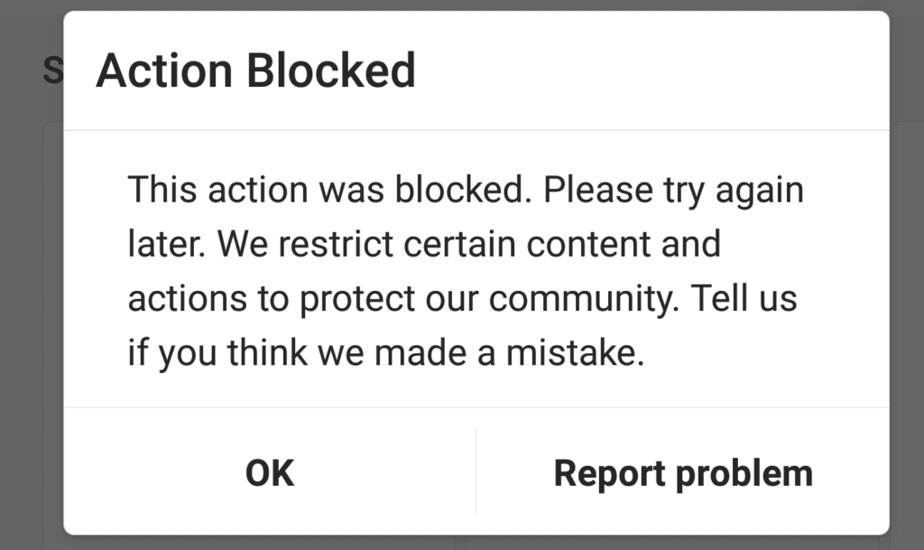 action was blocked