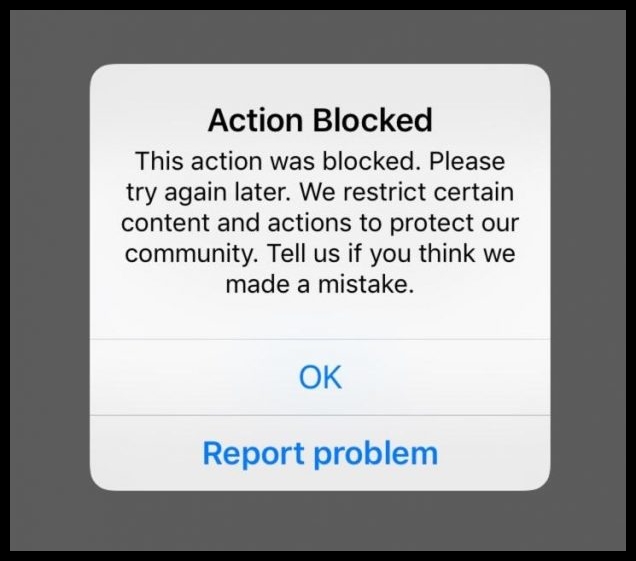 soft block action blocked instagram
